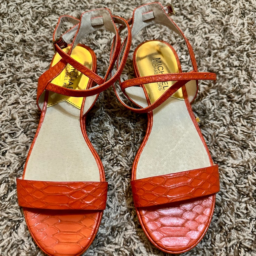 Michael Kors Vibrant Orange Textured Sandals